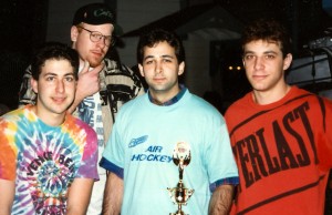 Andy and the innocent East Coast Crew, before Andy lost his shirt contract with Everlast. Product placement wasn't so subtle back then, I see.